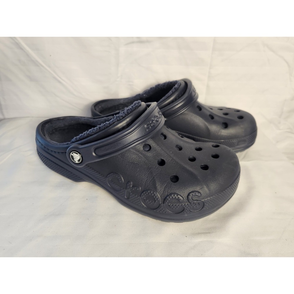 Crocs Classic Lined Slip On Clogs Shoes Sandals Navy Blue Mens 6  Womens 8 - Picture 2 of 6